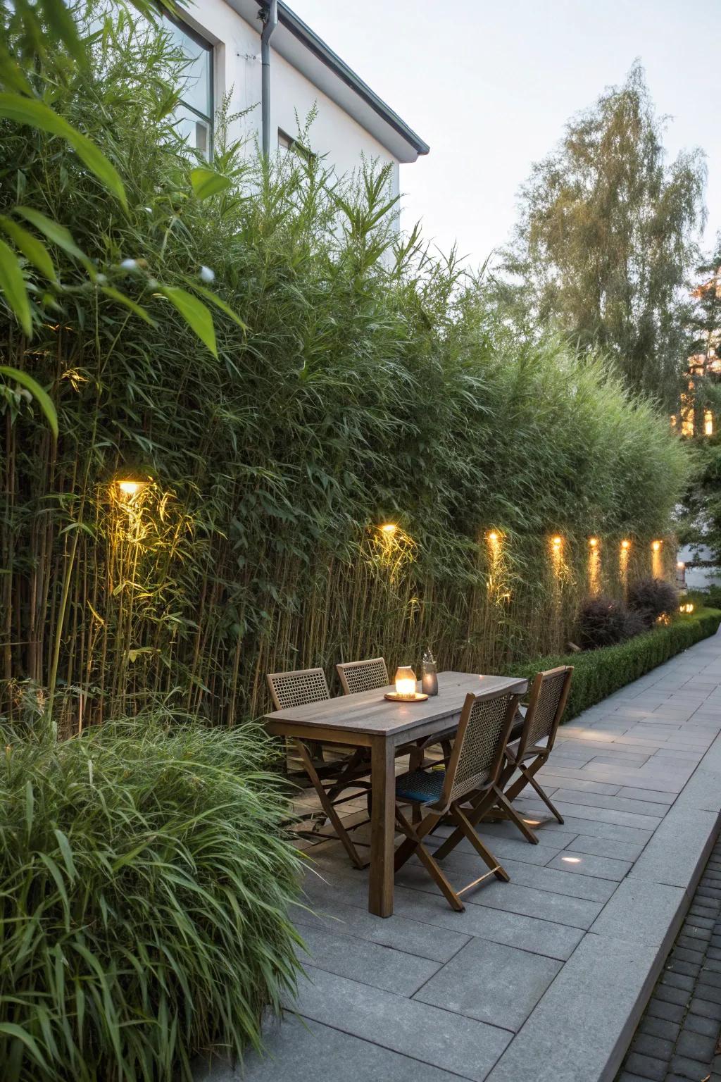 Tall plants act as windbreaks, enhancing warmth and privacy.