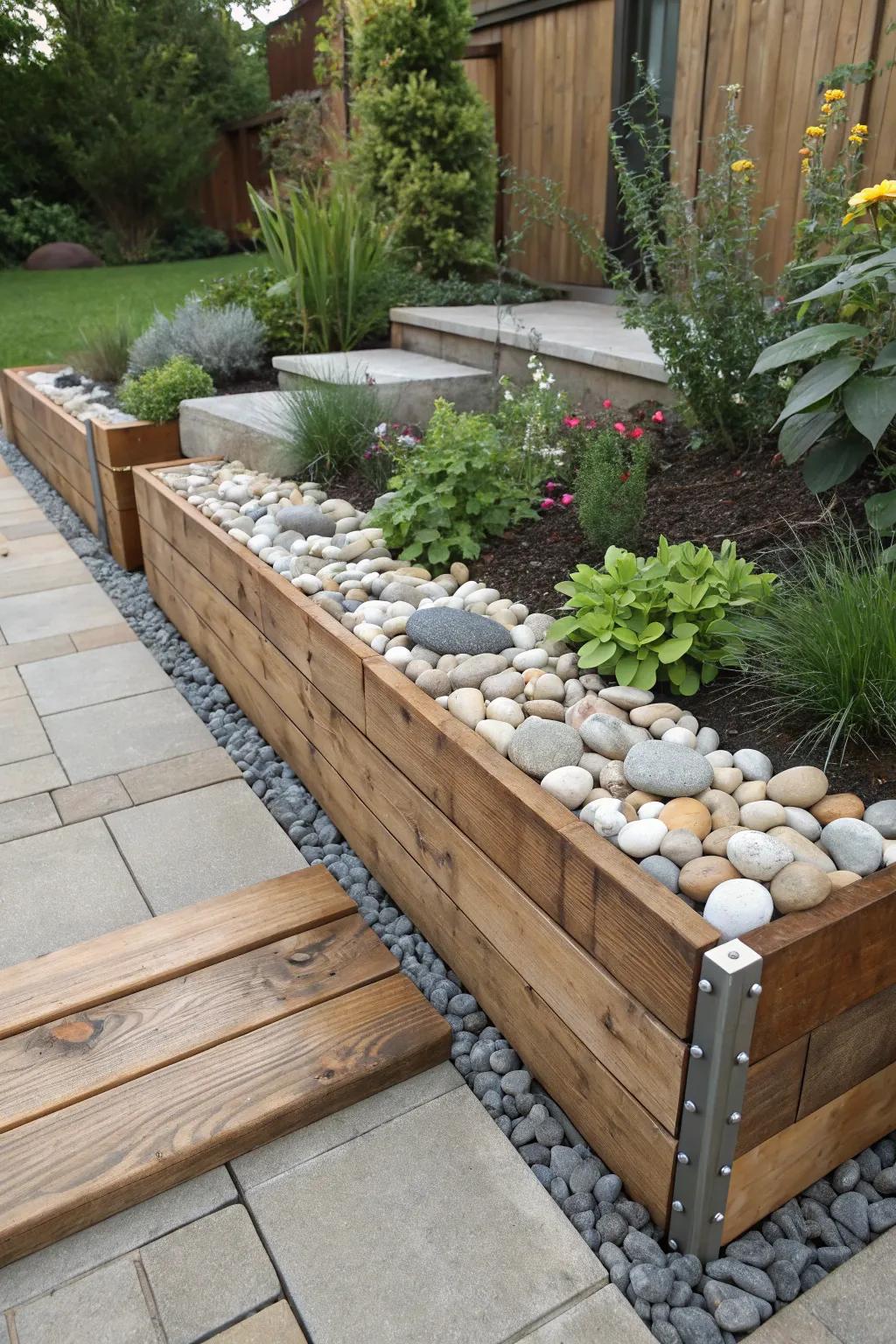 Mix materials for a unique and personalized garden design.