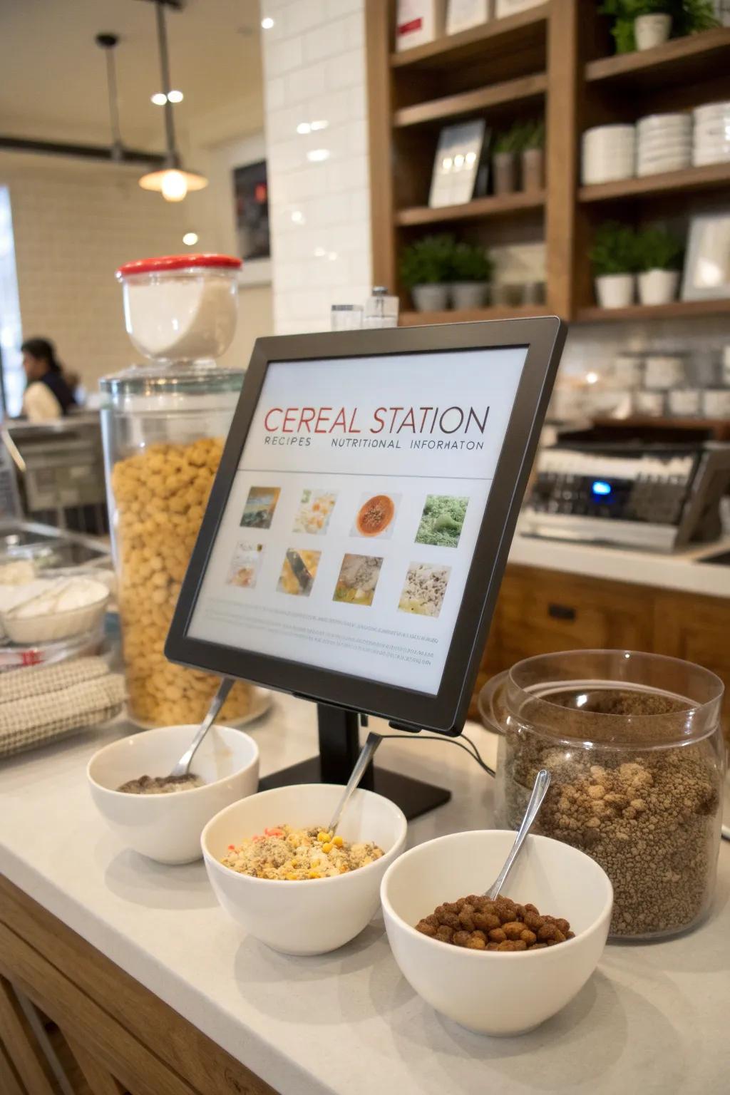 Technology enhances the cereal station experience.