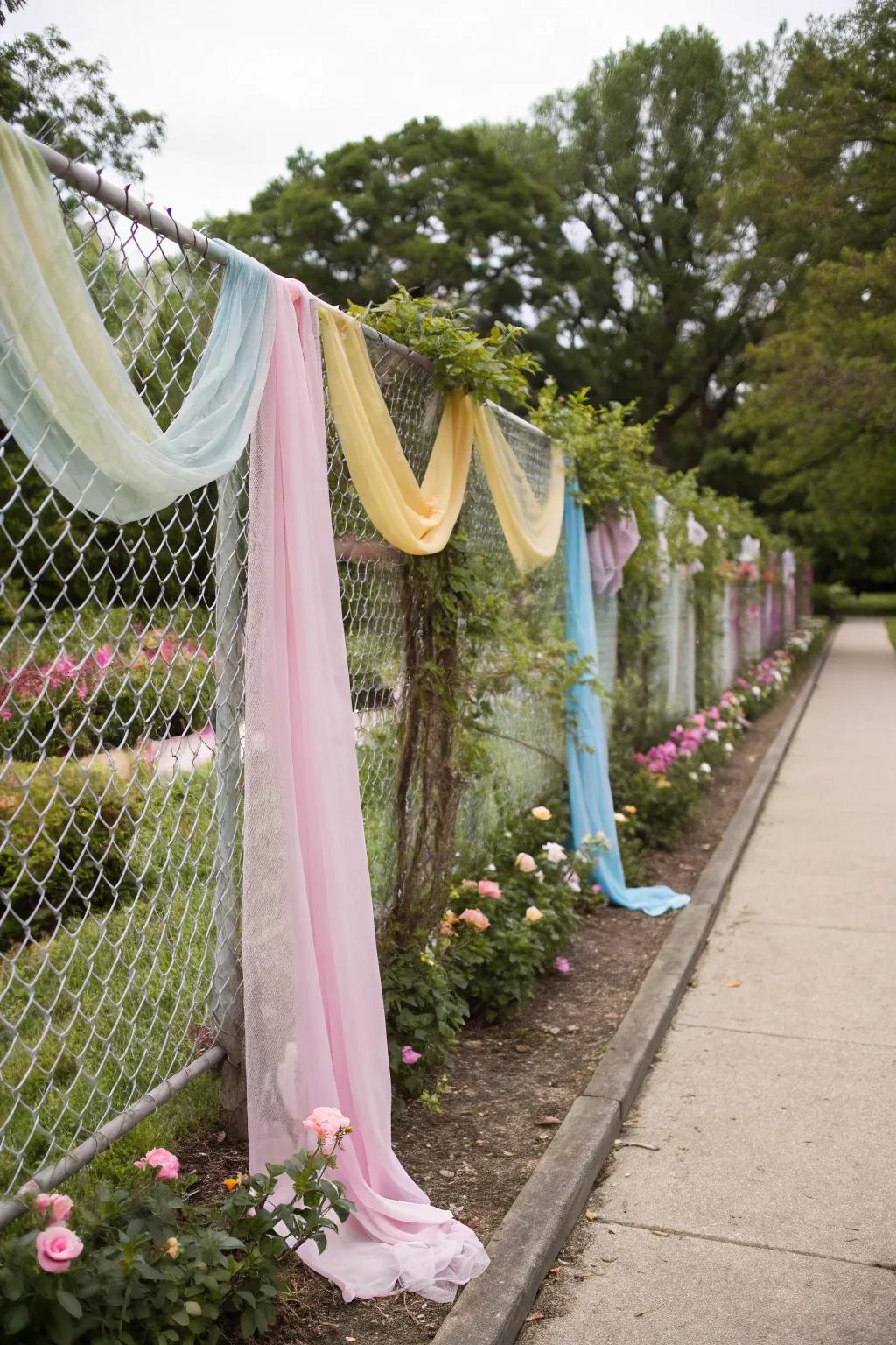 Fabric drapes add a touch of elegance to any garden.