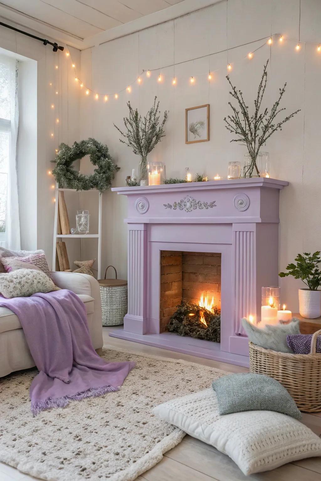 Soft lavender creates a serene escape, perfect for a peaceful retreat.