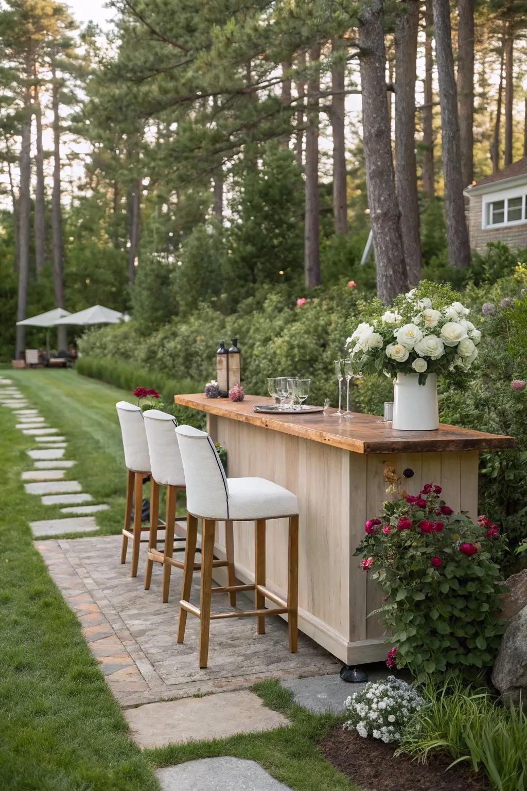 Create an outdoor oasis with a garden bar setup.