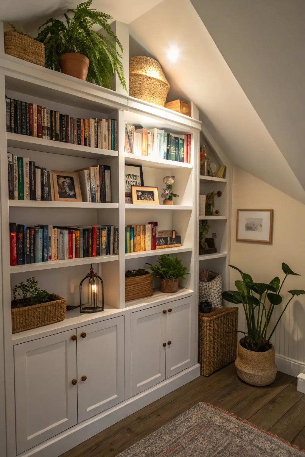 Built-in storage maximizes space and minimizes clutter.