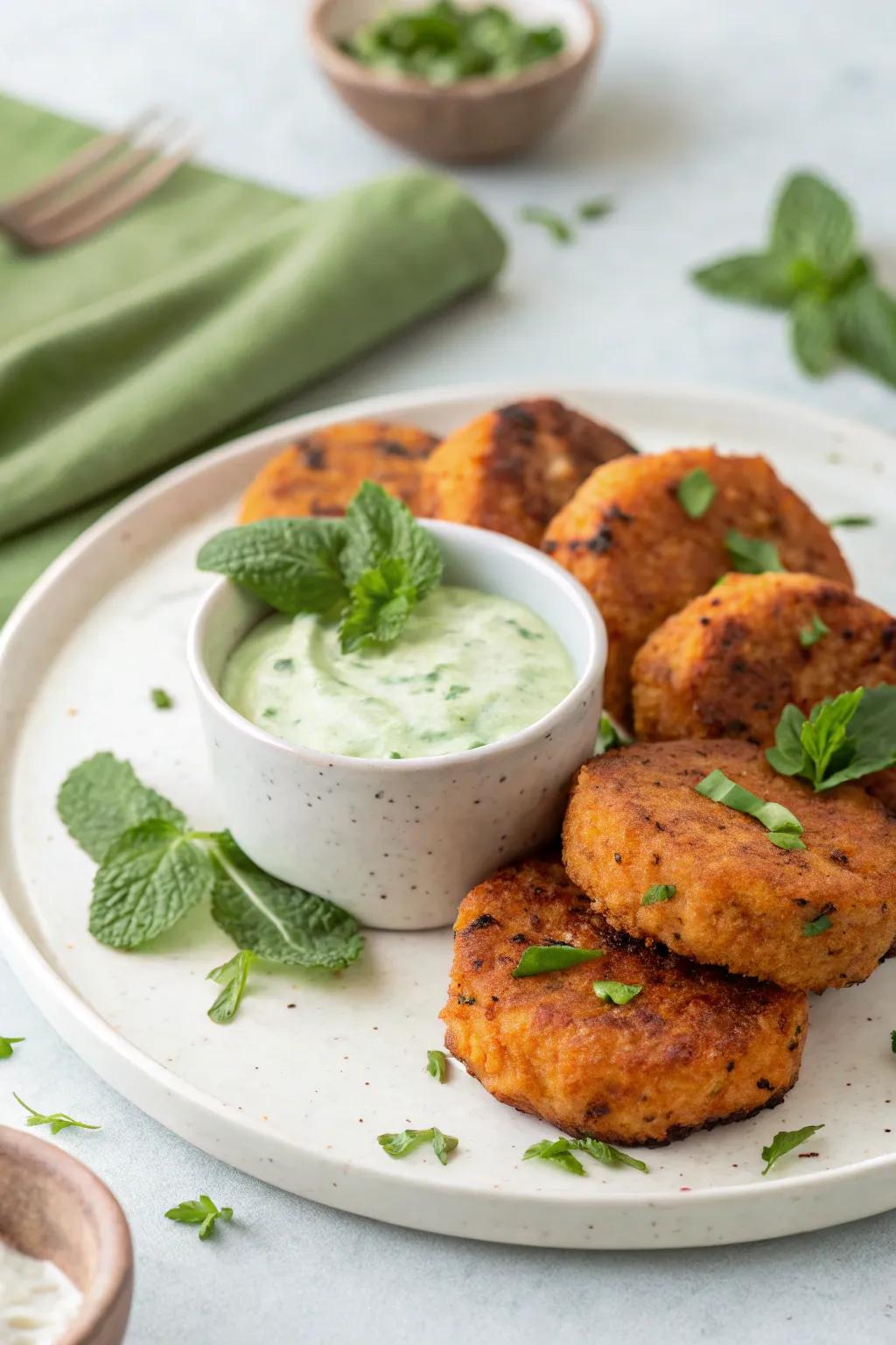 Flavorful sweet potato tikki, a healthier starter option.