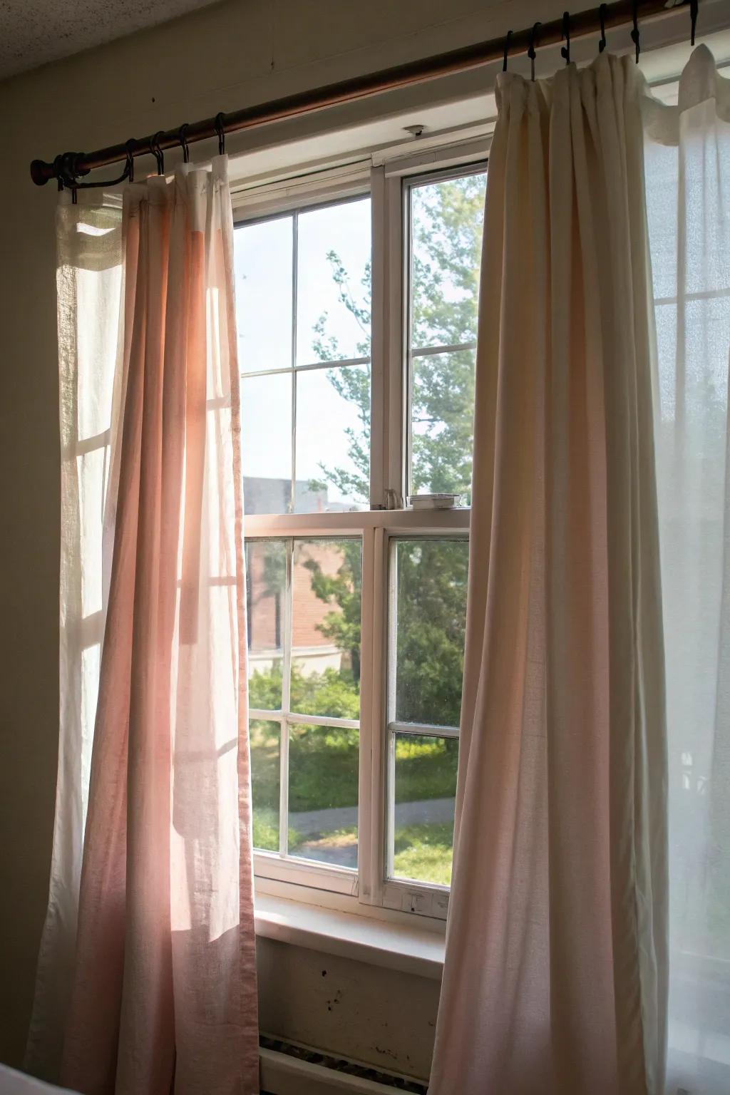 Tension rods make curtain hanging simple and stylish.