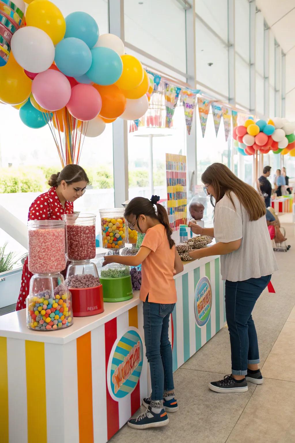 Guests enjoying an interactive candy station.