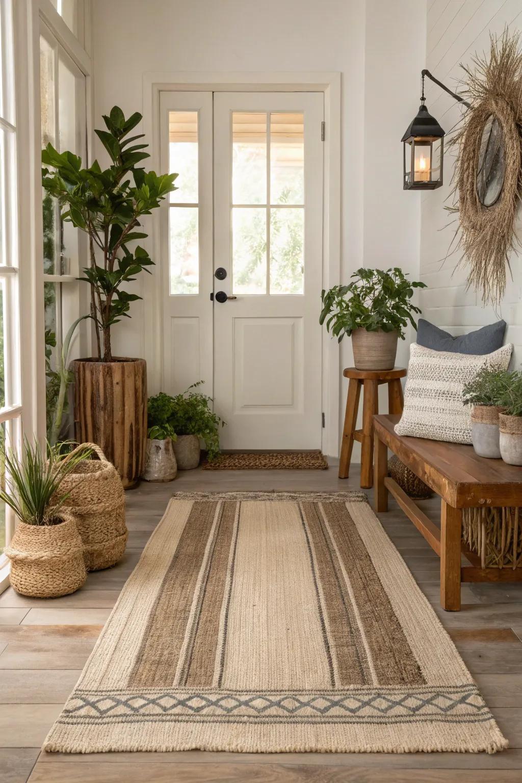 Eco-friendly rugs provide unique textures and support sustainable living.