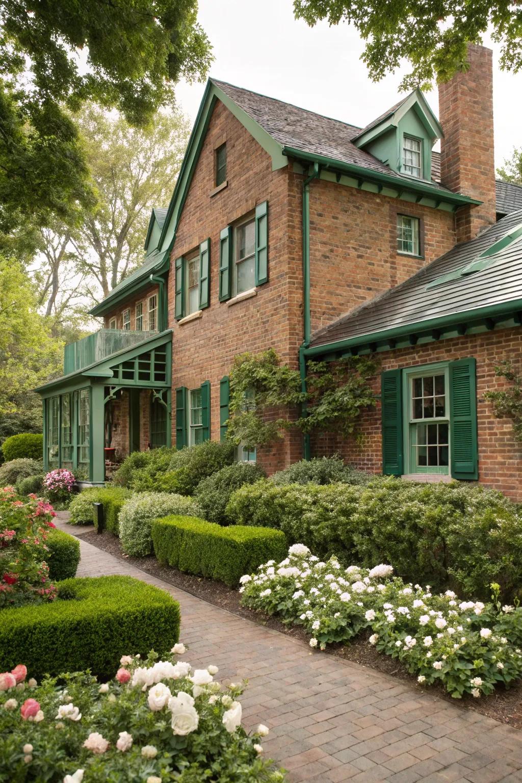 Bold emerald green contrasts beautifully with brick.