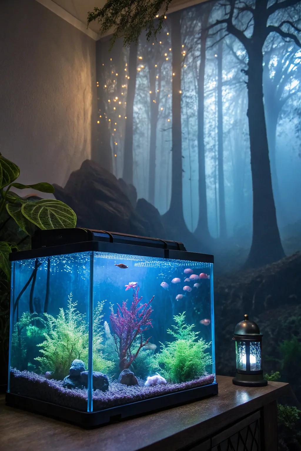 A theatrical themed aquarium that tells a story