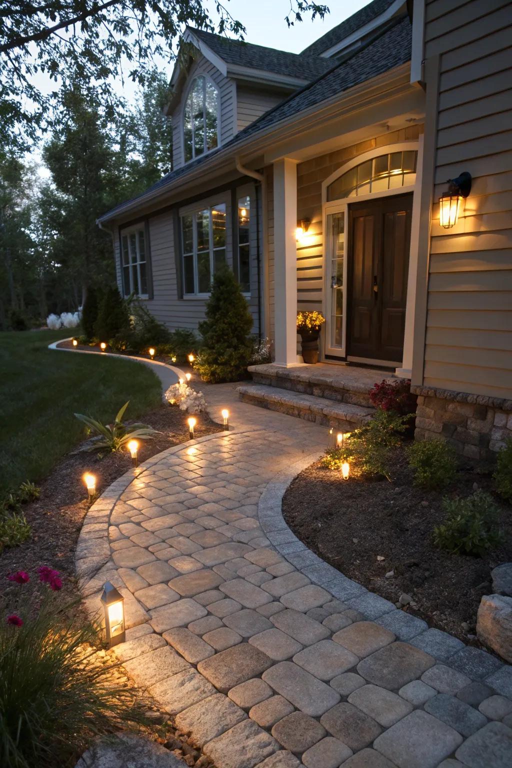 Inviting lighting integration for a safe and warm entrance.