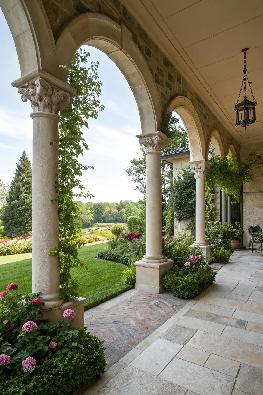 A loggia providing elegant permanent shade.