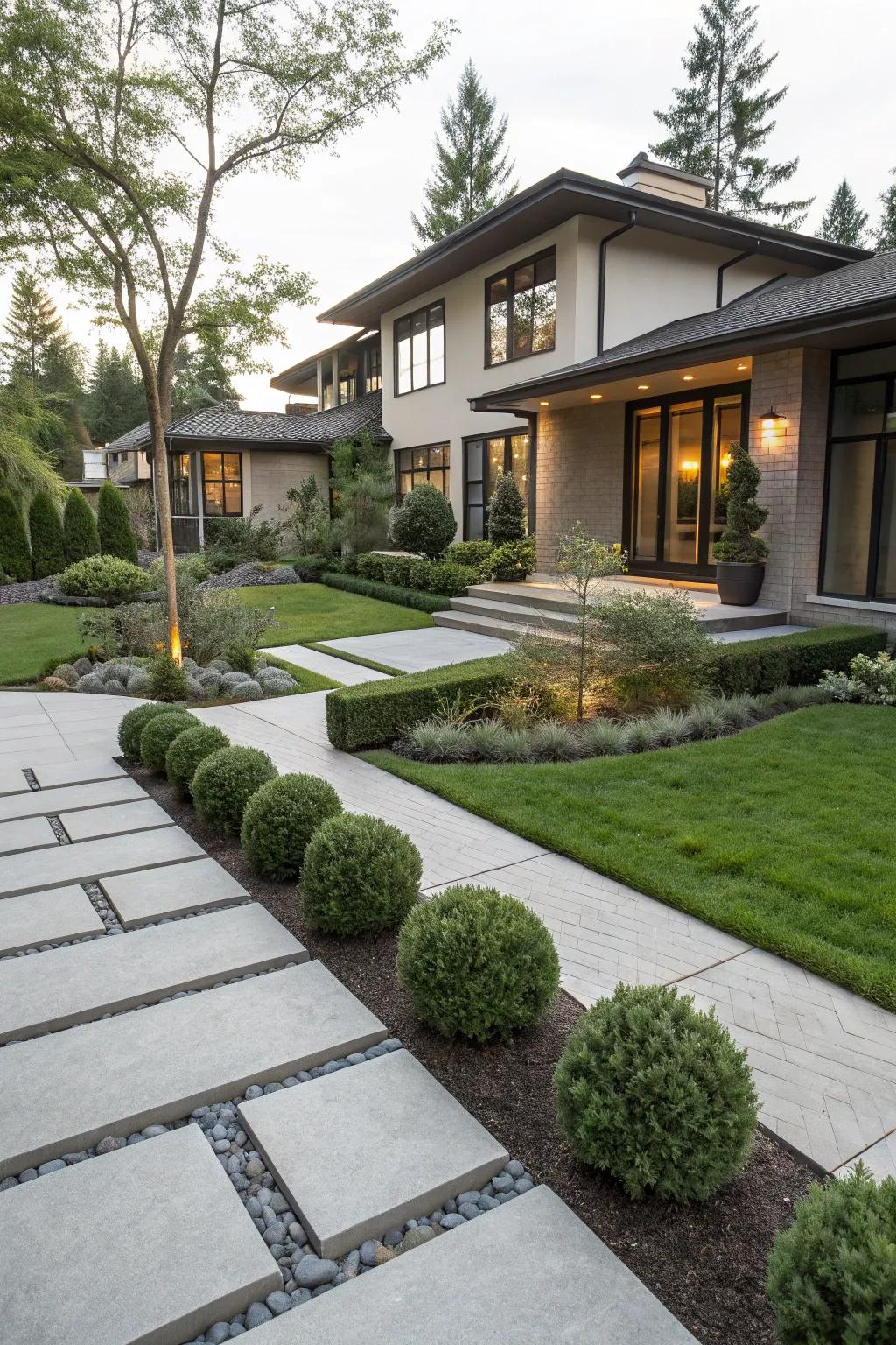 Seamless flow ensures a cohesive modern landscape design.