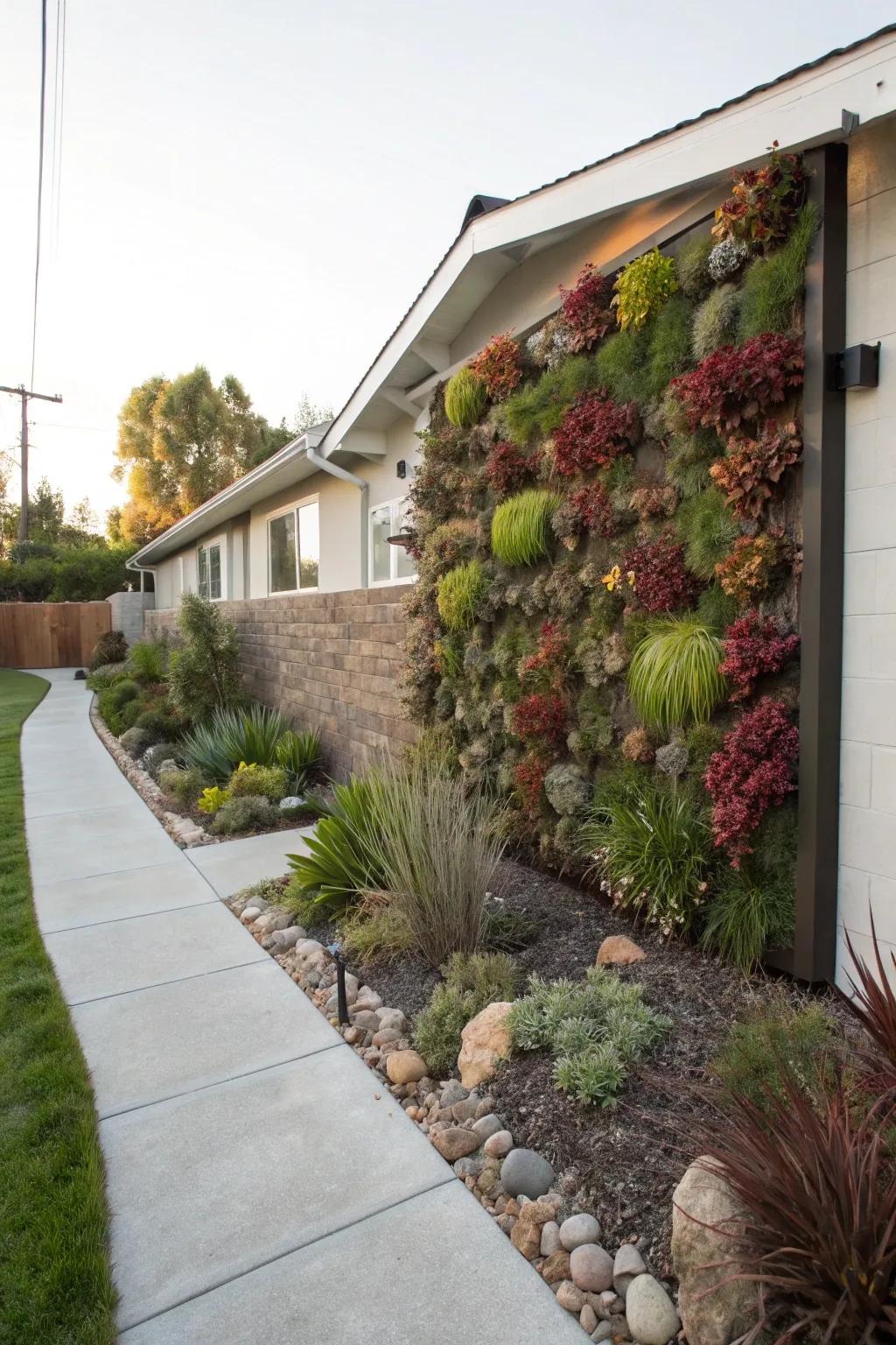 Vertical gardens add dimension and surprise to xeriscape designs.