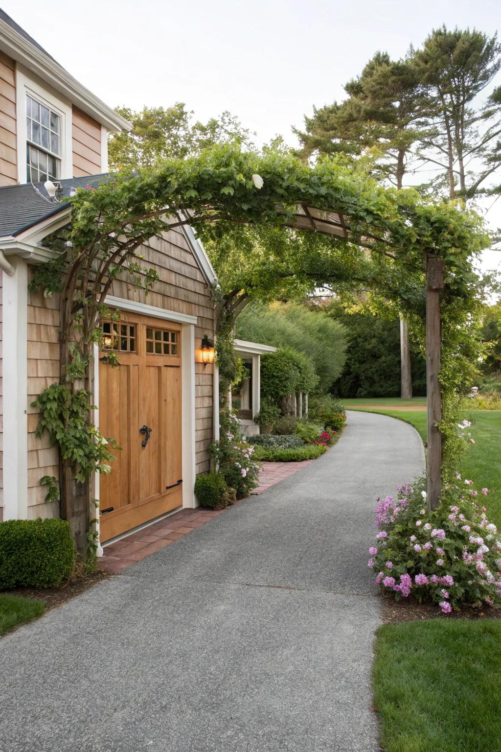 Trellised entries offer a charming and welcoming touch.