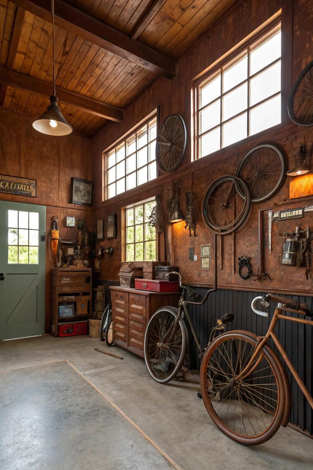 Copper tones bring warmth and a rustic charm to your garage.