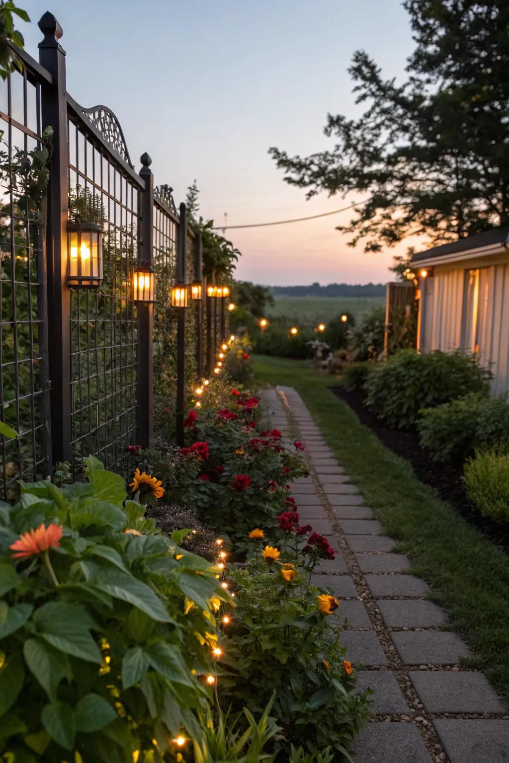 Integrated lighting creates an enchanting garden atmosphere.