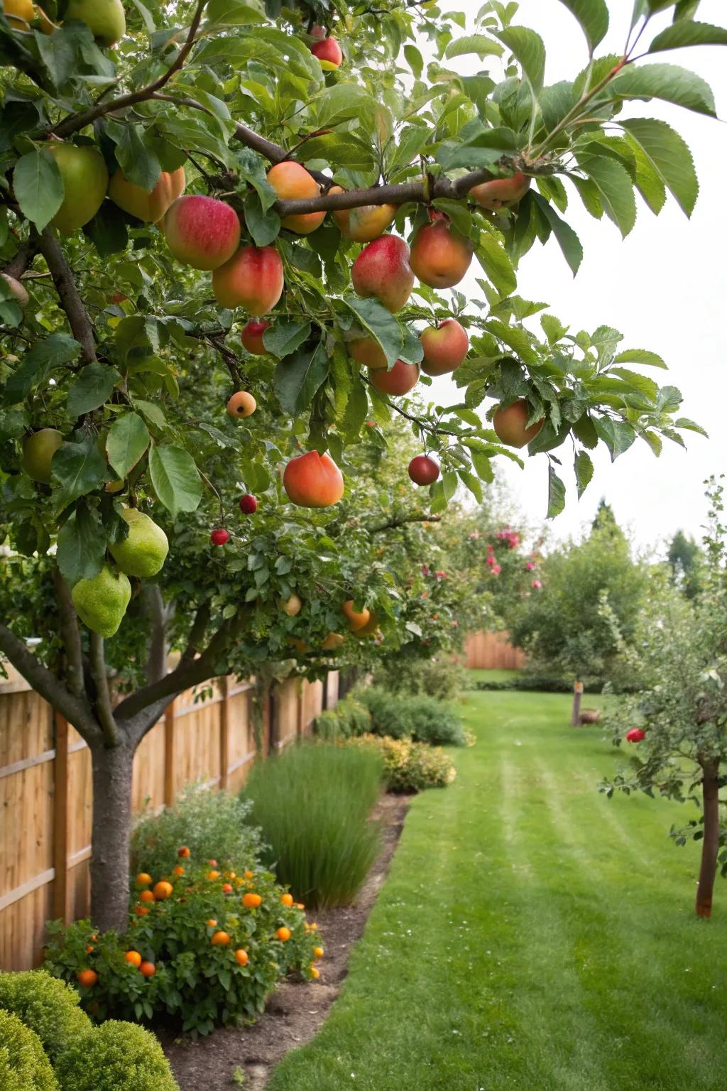 Fruit trees offering a bountiful harvest in the garden.