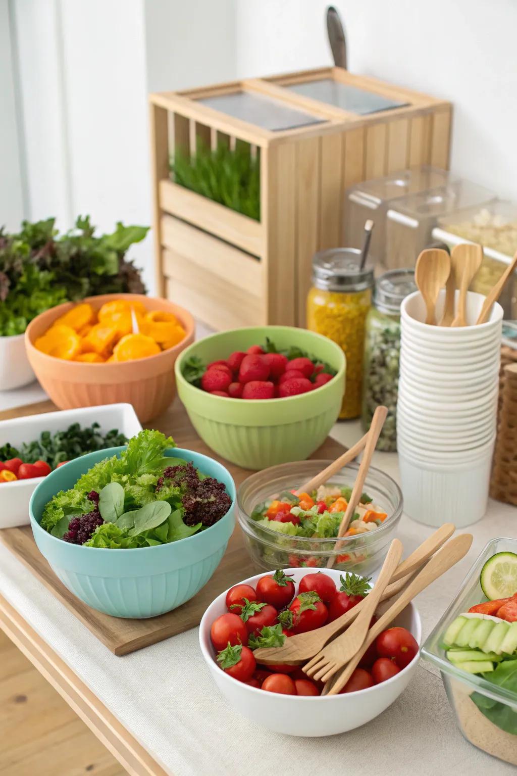 An eco-friendly approach to setting up your salad bar.