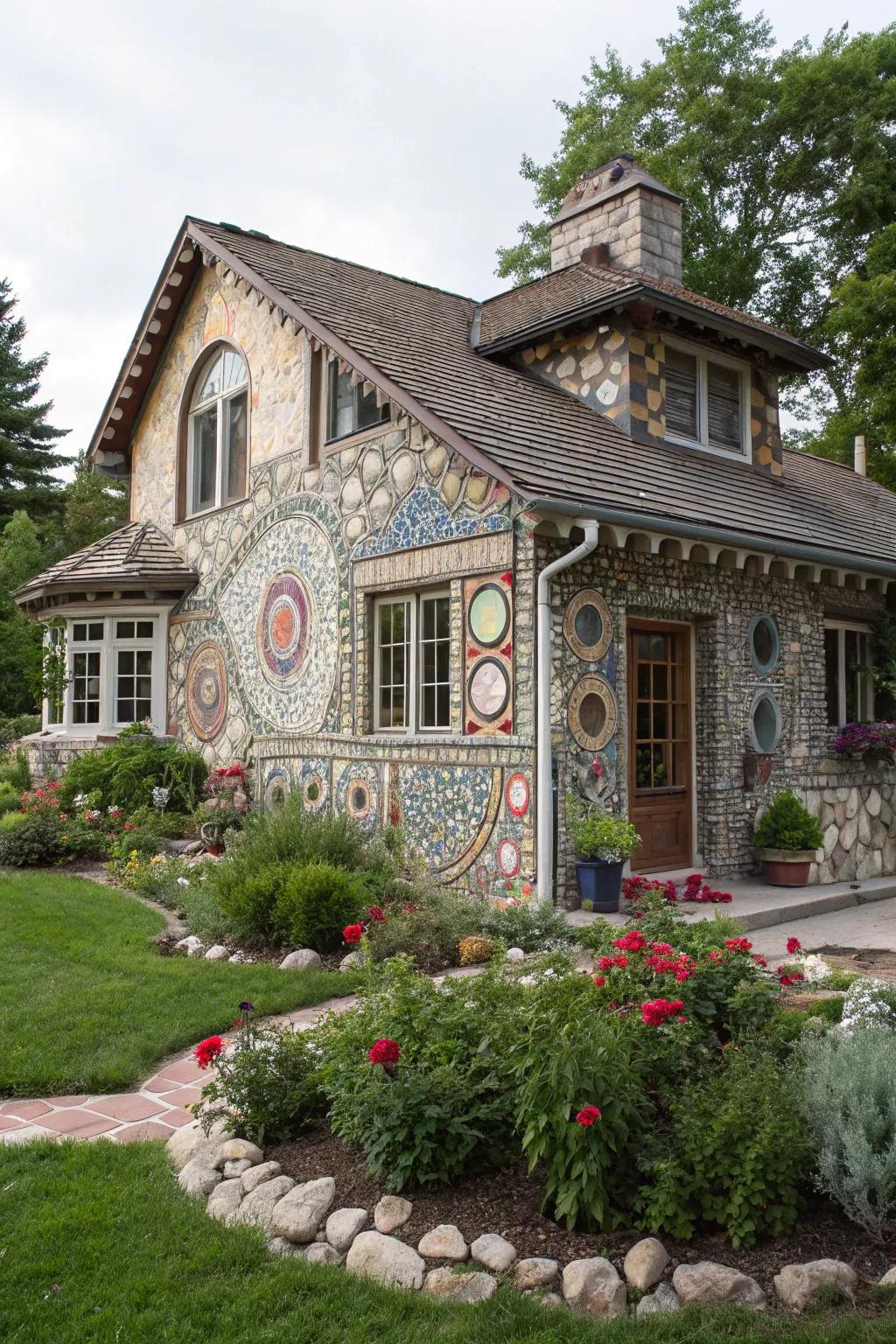 An artistic stone mosaic adding personality to the home.