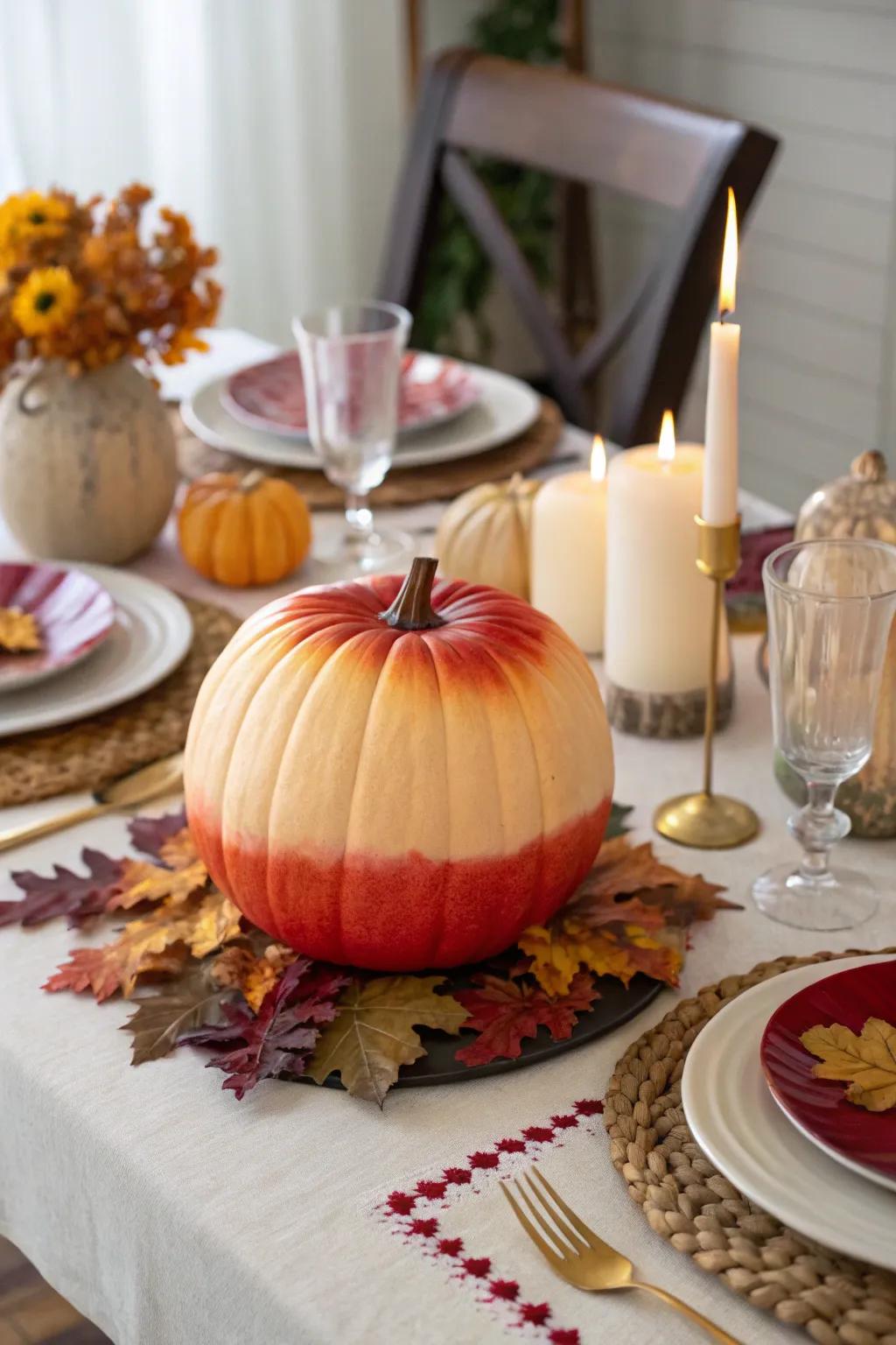 An ombre pumpkin that adds a touch of elegance and style.