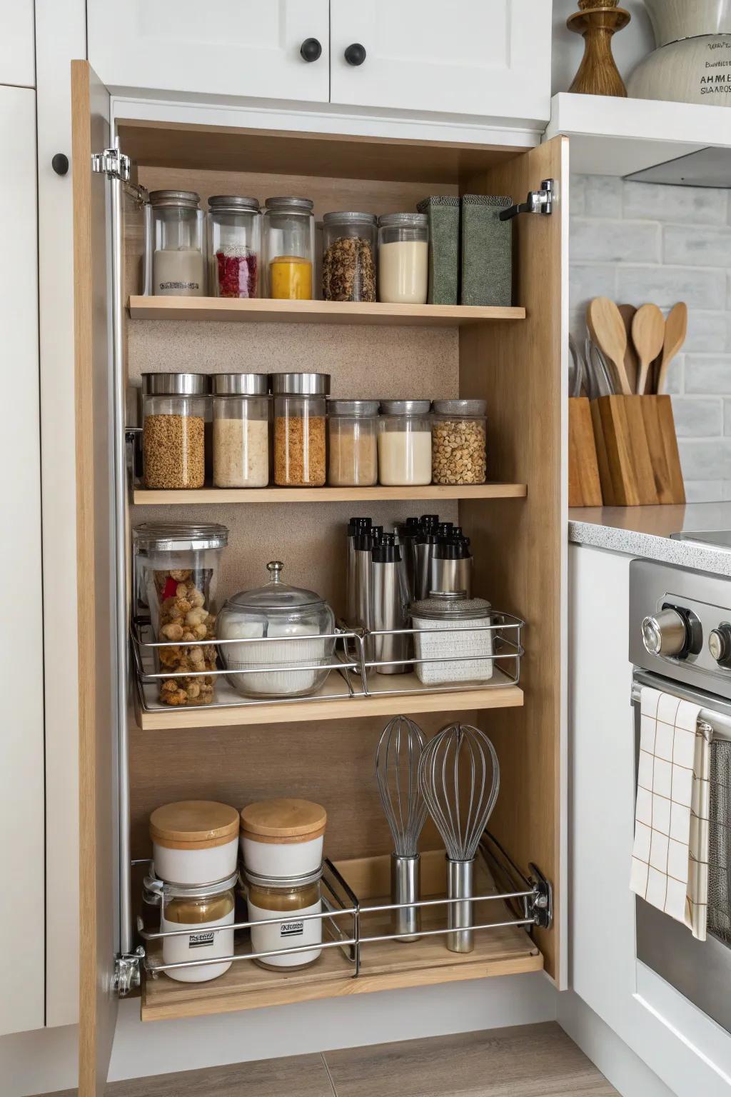 Adjustable shelves offer custom storage solutions.