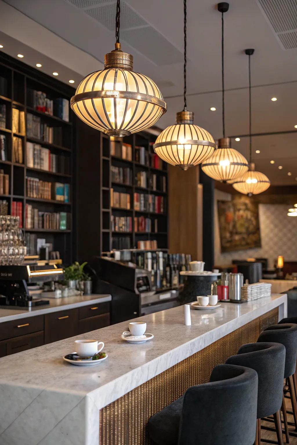 Statement lighting can elevate your coffee bar to new stylish heights.