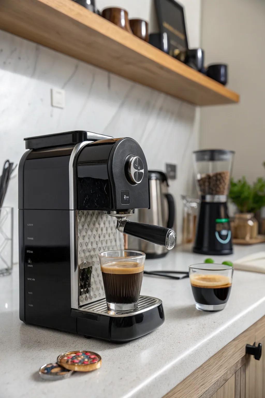 Indulge in cafe-quality espresso at home with ease.