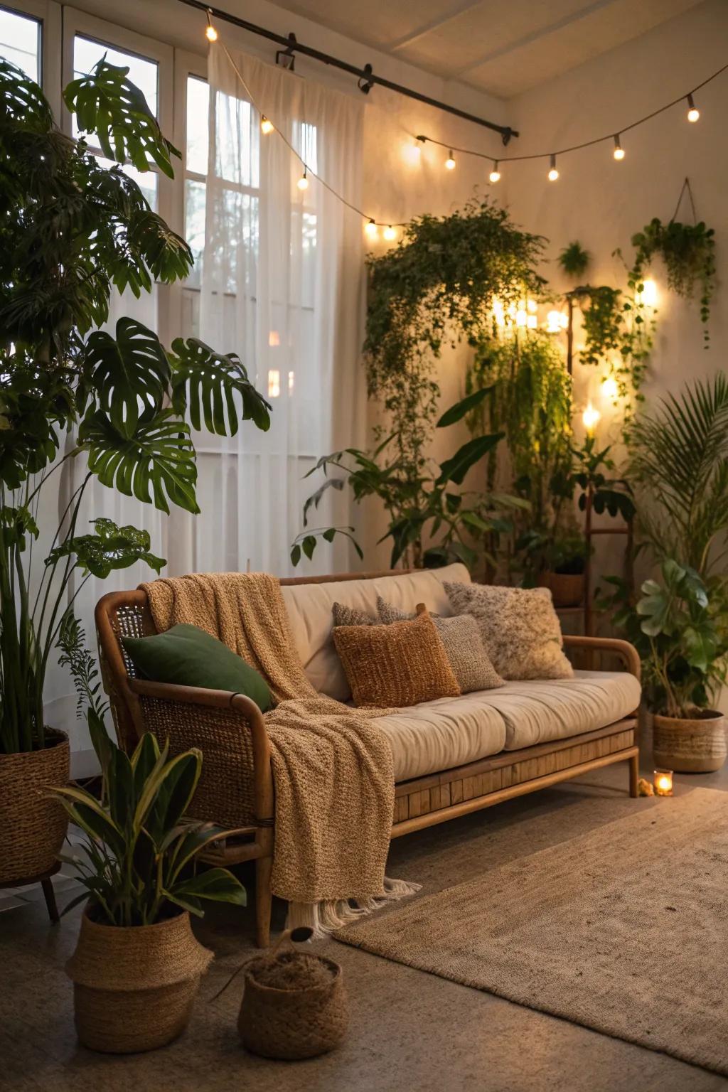 Nature-inspired couch for a serene vibe.