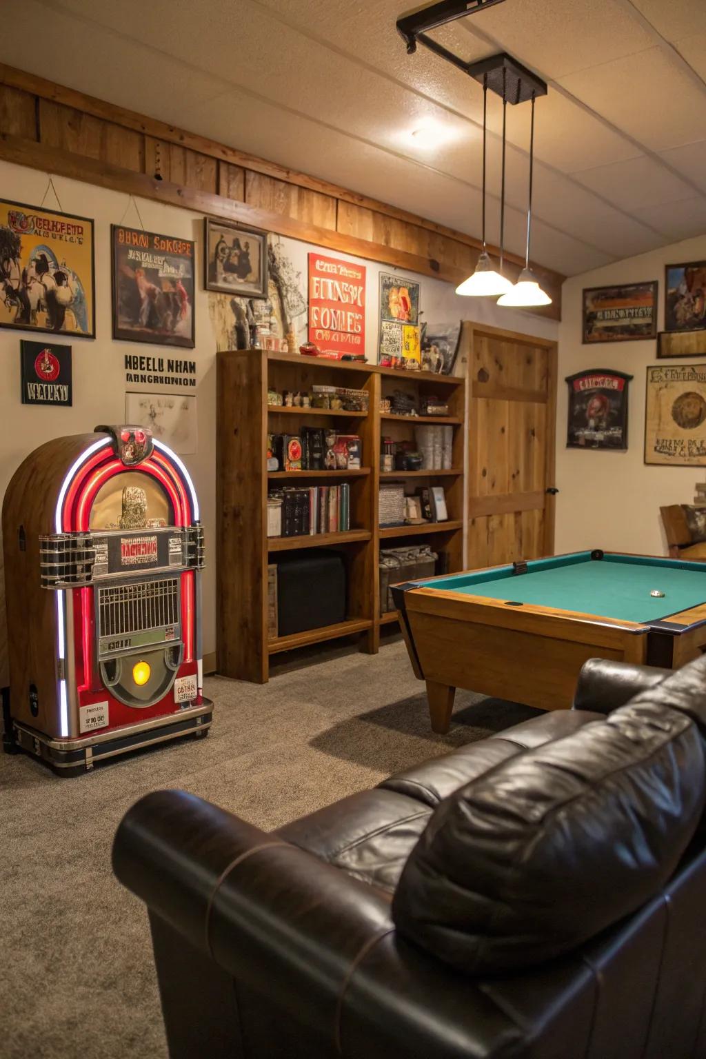 Vintage and retro items add charm to the man cave.