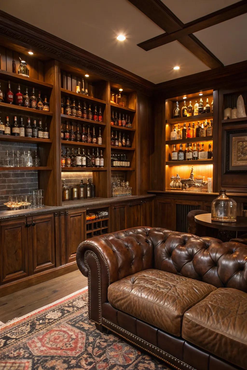 Savor the flavors in a whiskey lover's man cave.