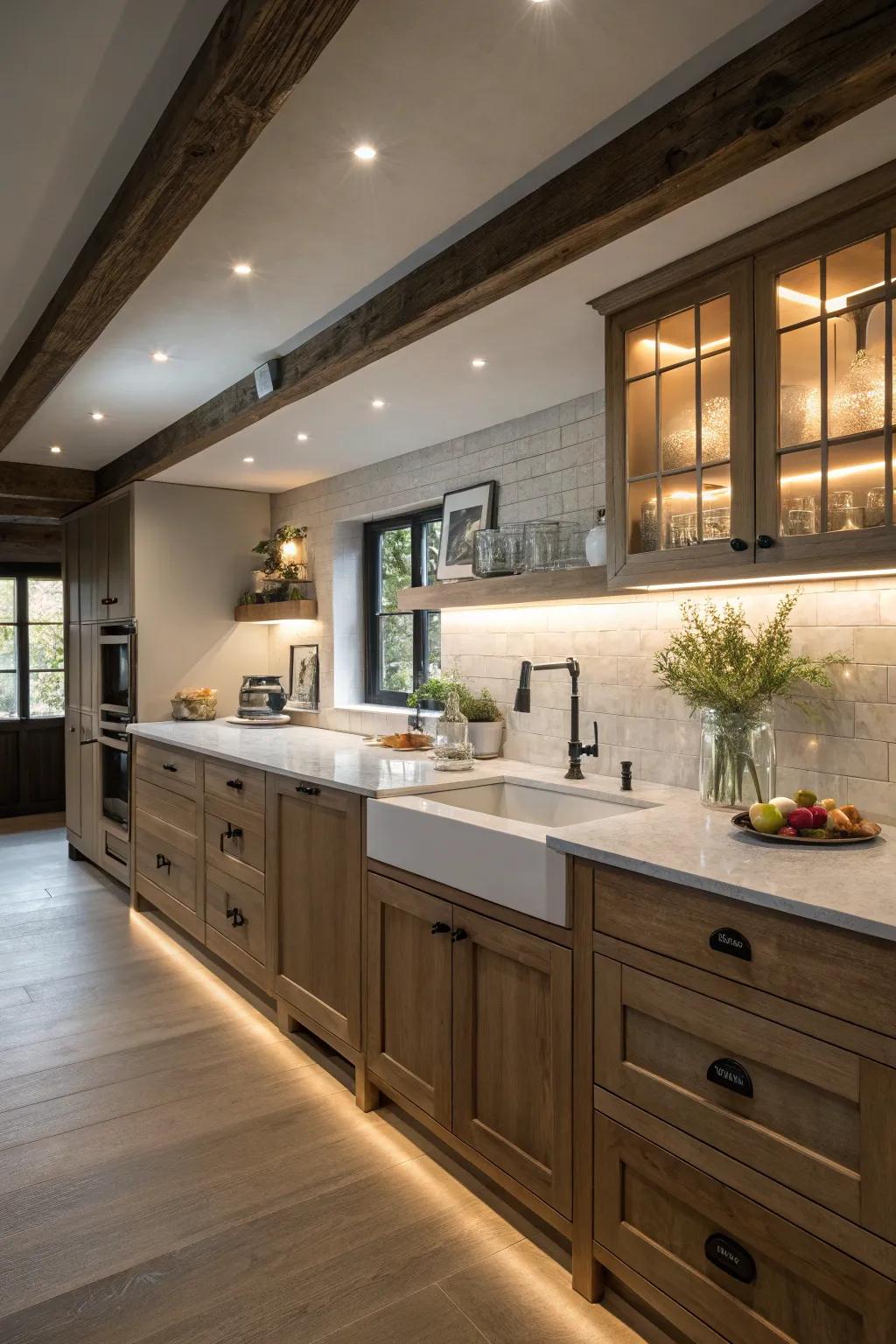 Under-cabinet lighting adds convenience and style.