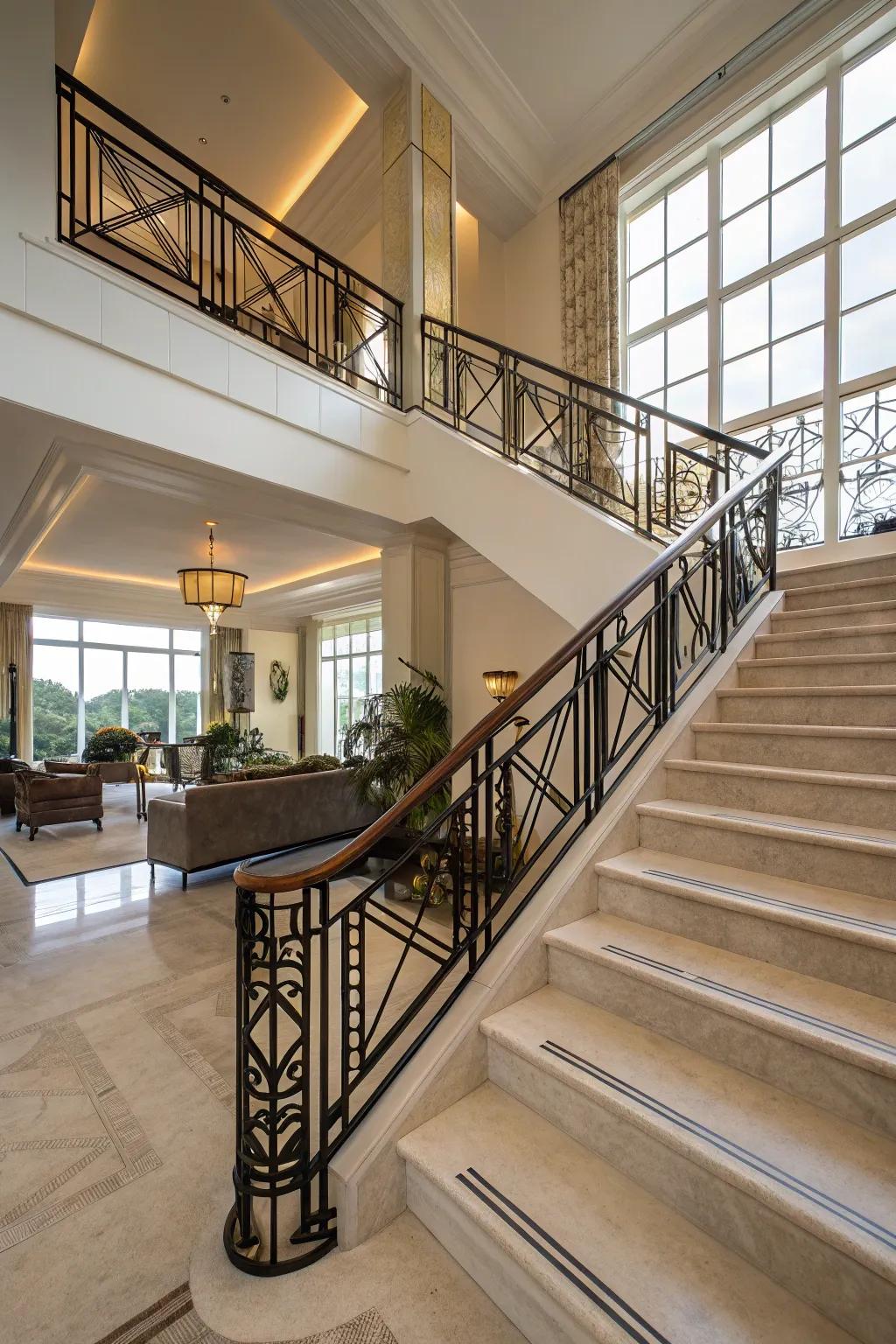 Art Deco railings offering timeless elegance.