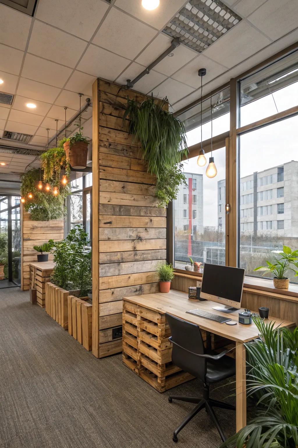 Sustainable design choices for an eco-friendly office.