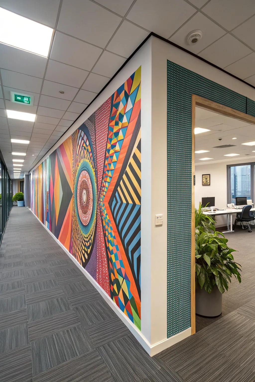 Enhance your office space with optical illusion murals.