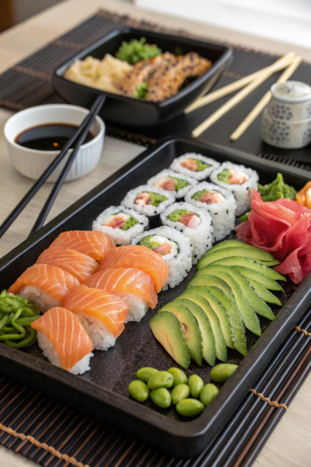 A refined sushi spread that brings a touch of elegance to any occasion.