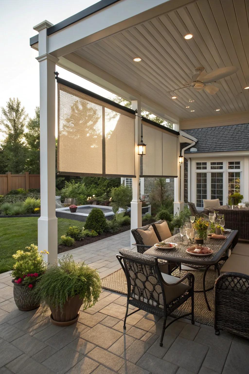 Enjoy flexible privacy with retractable screens.