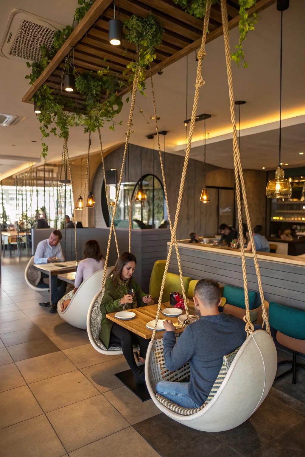 Creative seating solutions surprise and delight restaurant guests.