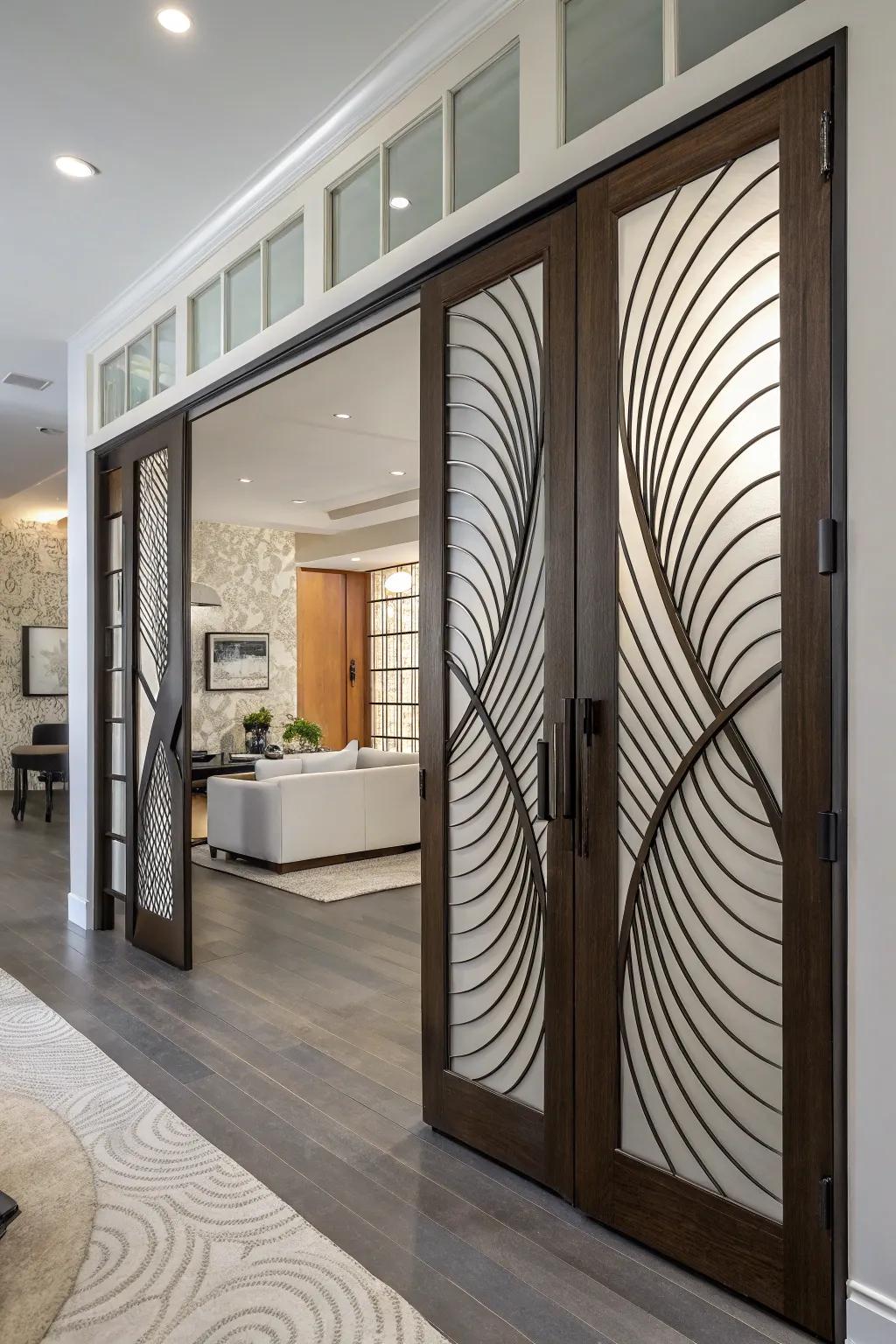 Dramatic depth with sculptural saloon doors.