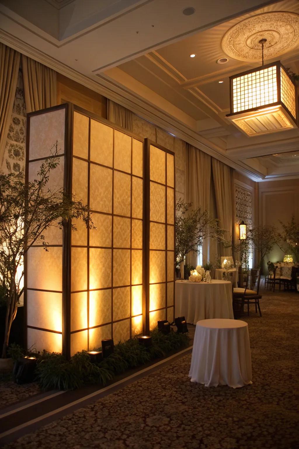 Backlit screen walls add a magical glow to decor.