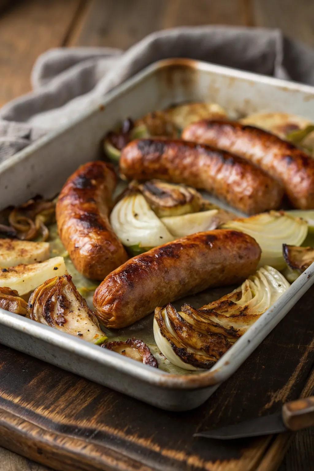 Sausage and cabbage bake, a rustic and satisfying dinner.