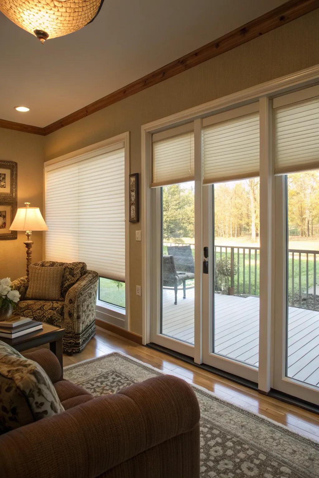 Cellular shades help control room temperature.