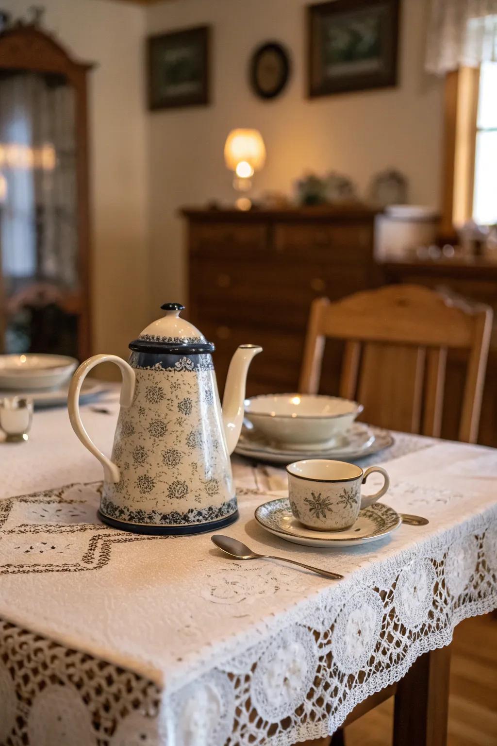 A family heirloom centerpiece that tells a story and adds personal charm.