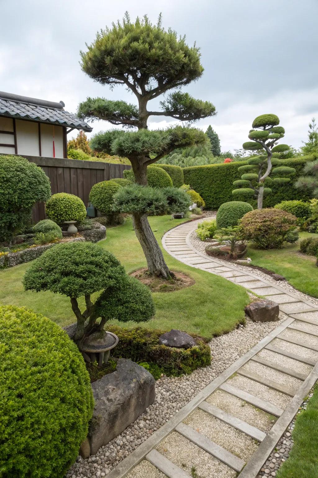 A bonsai collection showcasing traditional artistry.