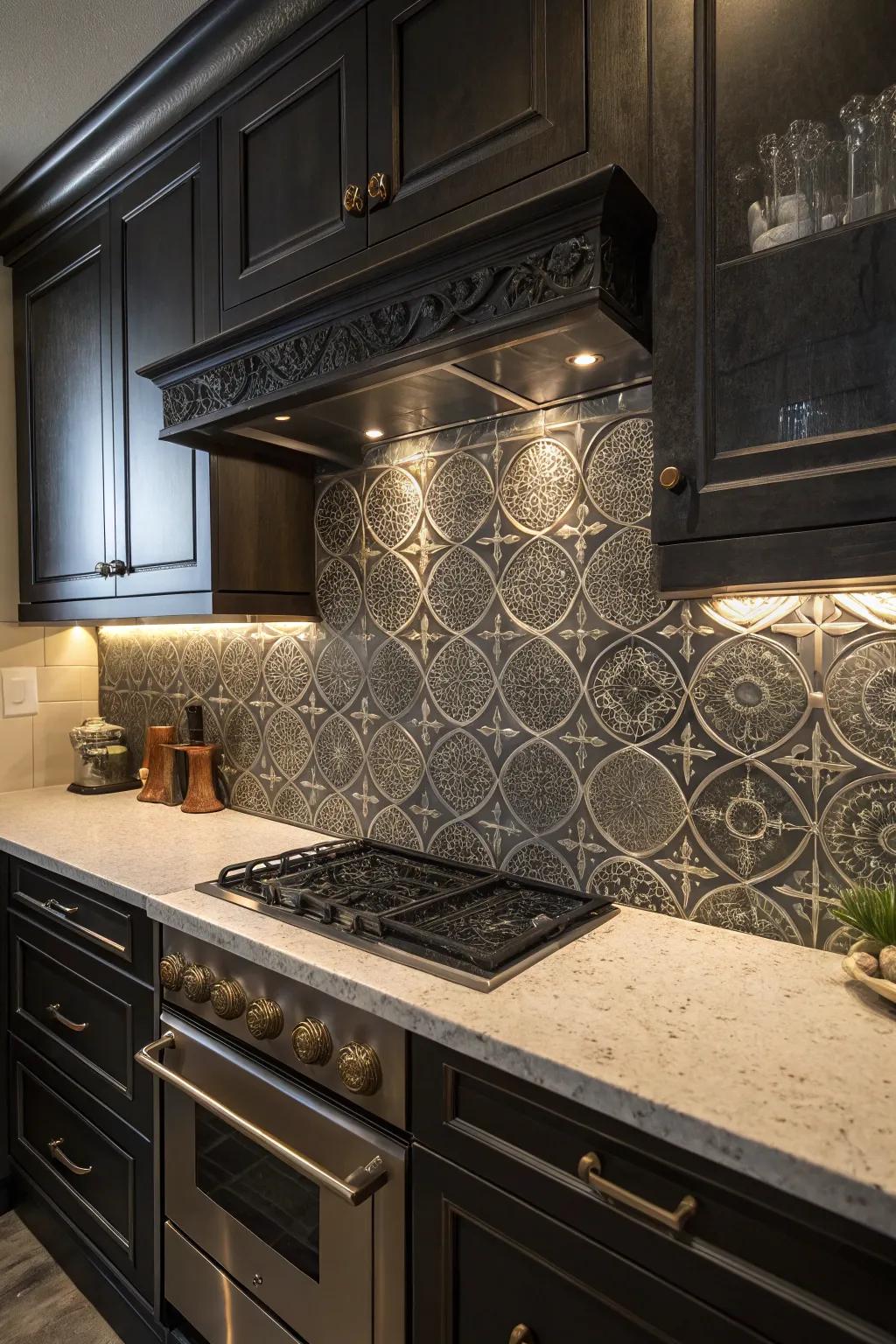 Dark tones add drama to your kitchen backdrop.