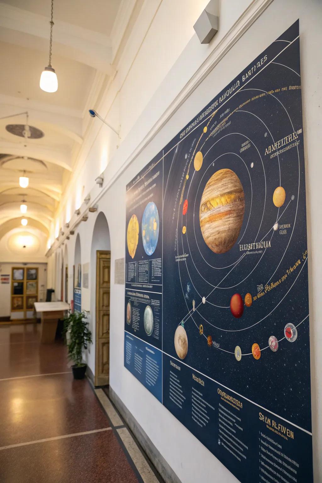 Solar system maps add educational value and visual interest.