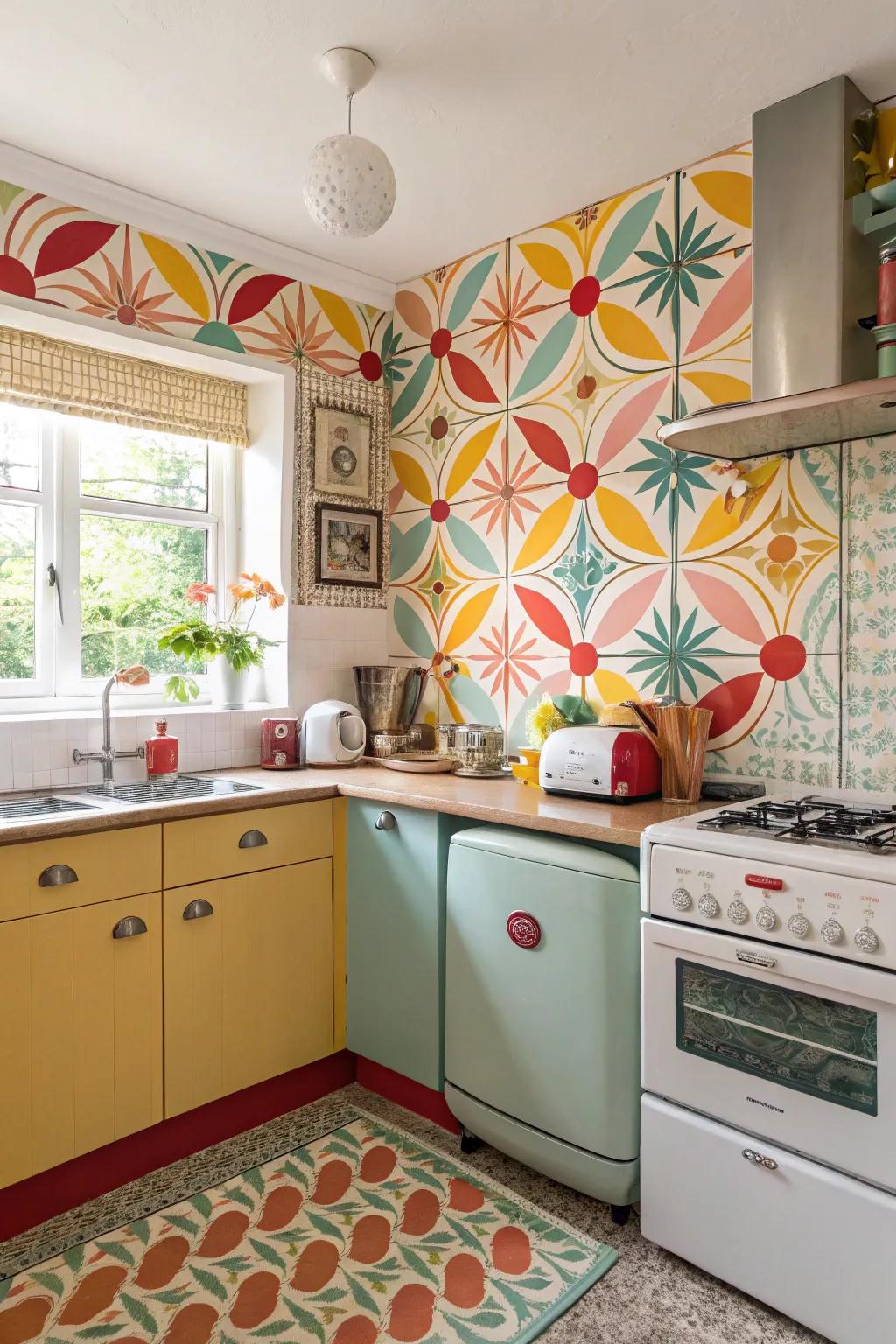 Inject fun with retro wallpaper.