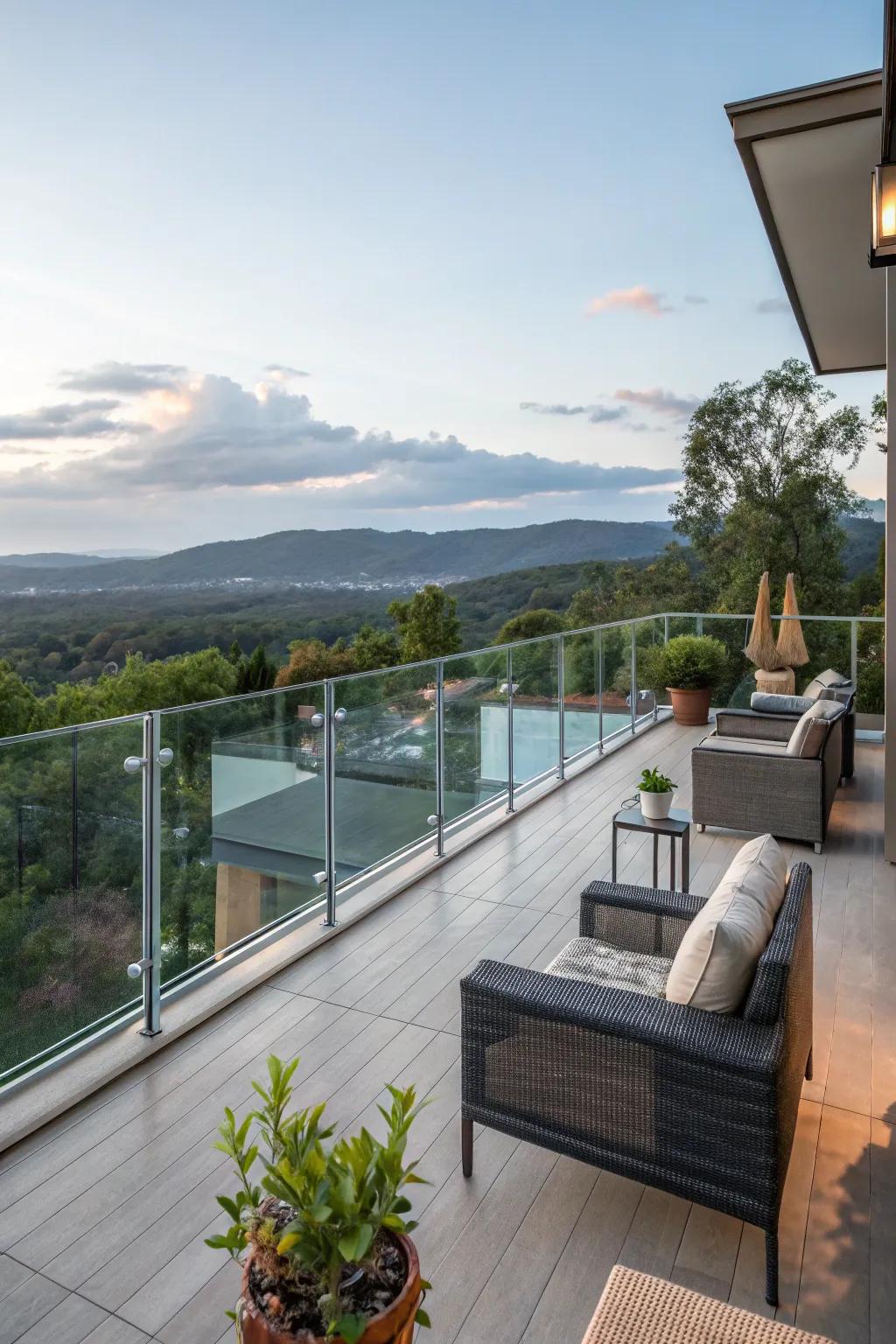 Clear railings keep the view uninterrupted and create a sense of openness.