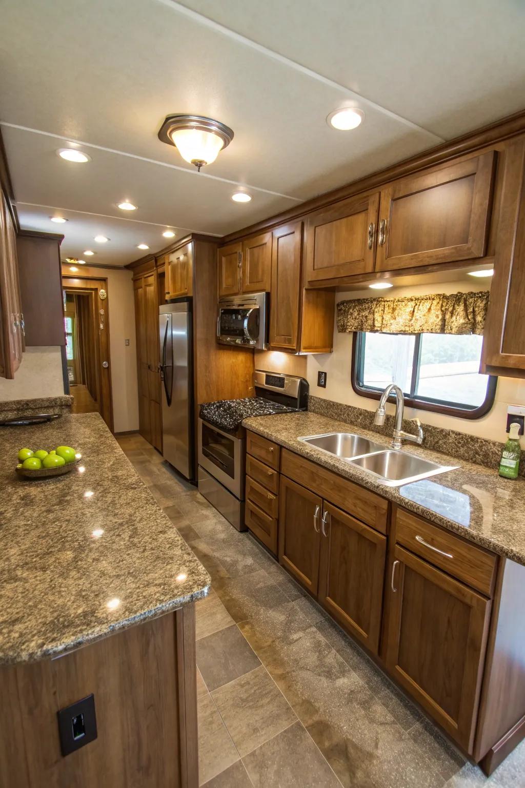 Granite countertops combine durability with elegance.