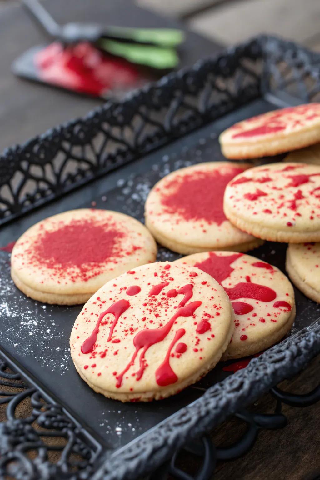 Blood splatter cookies are a deliciously spooky treat.