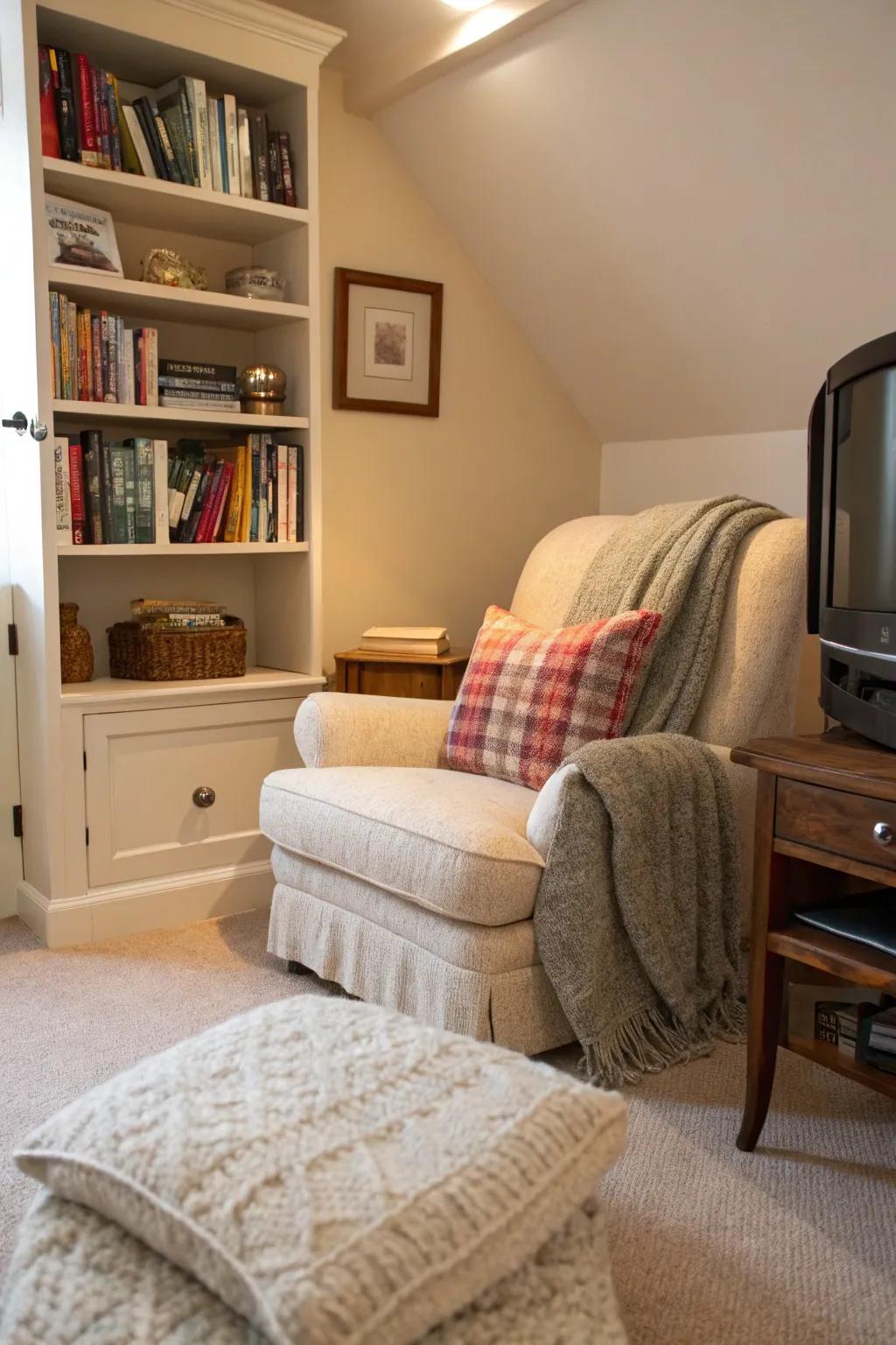 A cozy nook offers a warm and inviting retreat